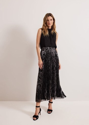 Phase Eight Zoe Metallic Pleated Skirts Metal Canada | BHNZOX-329